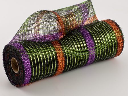 10  Poly Deco Tinsel Mesh: Halloween Plaid (10 Yards) For Sale