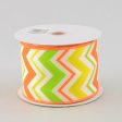 2.5  Satin Spring Chevron Ribbon: Orange, Yellow & Lime Supply