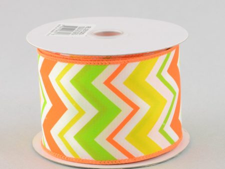 2.5  Satin Spring Chevron Ribbon: Orange, Yellow & Lime Supply