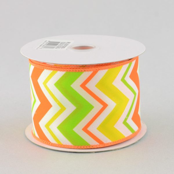 2.5  Satin Spring Chevron Ribbon: Orange, Yellow & Lime Supply