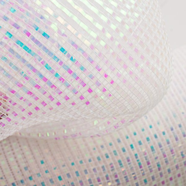 10  Poly Mesh Rolls: Deluxe Wide Foil White Iridescent Online Hot Sale