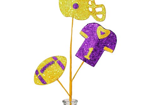 24  Glitter Helmet, Jersey, Football Pick: Yellow & Purple Fashion