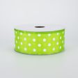 1.5  White Polka Dot Ribbon: Lime Green (10 Yards) Online now