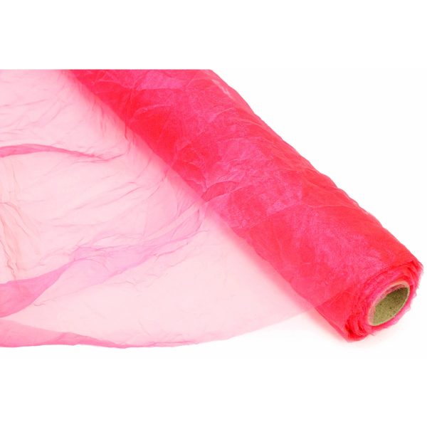 24  Crinkle Sheer Fabric Roll: Hot Pink (10 Yards) For Discount