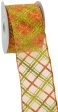 2.5  Sheer Diamond Ribbon: Orange with Lime (10 Yards) For Sale