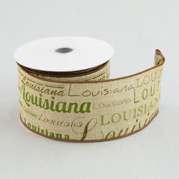 2.5  Canvas Louisiana Print Ribbon (10 yards) Discount