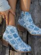 Printed Block Heel Boots with Side Zip For Discount