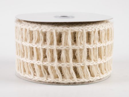 2.5  Jute Window Pane Mesh Ribbon: Cream (10 Yards) Fashion