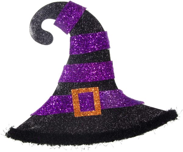 10  Witch Hat Decoration: Purple & Black Online Sale