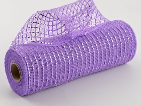 10  Poly Deco Mesh: Wide Foil Metallic Lavender For Cheap