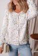 White Rhinestone Decor Multicolor Confetti Sweater Cardigan Online now