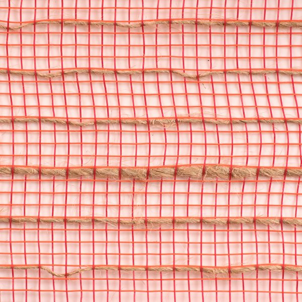 21  Poly Jute Deco Mesh: Orange, Red, & Natural Thin Stripe (10 Yards) Sale