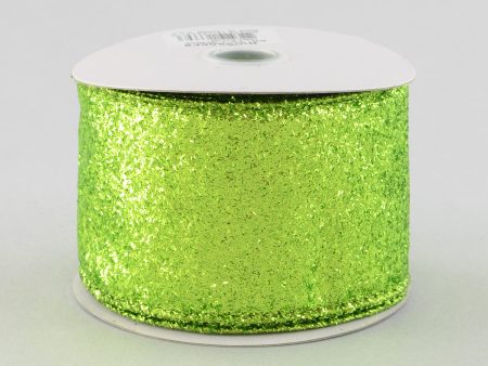 2.5  Lime Green Fuzzy Glitter Ribbon (10 Yards) Discount