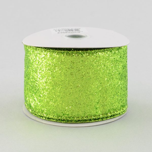 2.5  Lime Green Fuzzy Glitter Ribbon (10 Yards) Discount