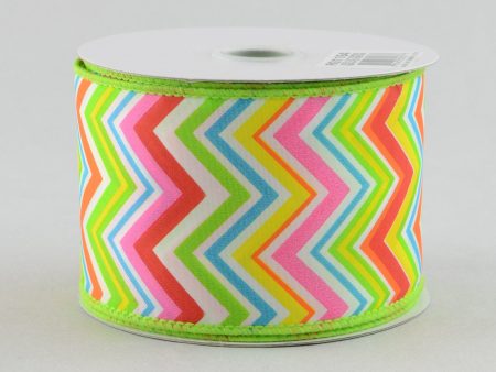 2.5  Multicolor Satin Chevron Ribbon (10 Yards) Online now