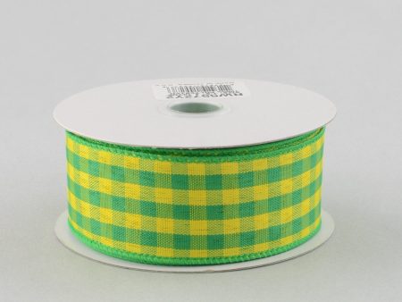 1.5  Yellow & Green Gingham Check Ribbon (10 Yards) Hot on Sale