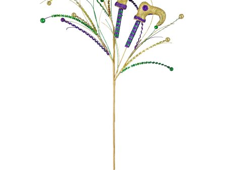 36  Glitter Mardi Gras Jester Leg Spray: Green, Purple, Gold For Sale