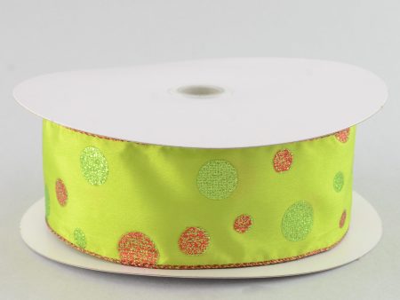 2.5  Glitter Dots Ribbon: Lime Red (50 Yards) Discount