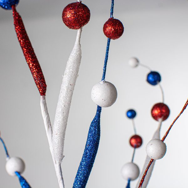 27  Glitter Ball Tubing Spray: Red, White, Blue Patriotic Fashion