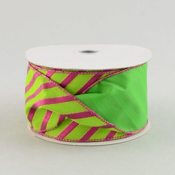 2.5  Lime and Fuchsia Stripe Ribbon (10 Yards) Online now