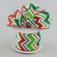 2.5  Satin Chevron Ribbon: Christmas Green & Red (10 Yards) Cheap