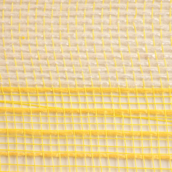 21  Poly Jute Deco Mesh: Yellow & Ivory Wide Stripe (10 Yards) Online Sale