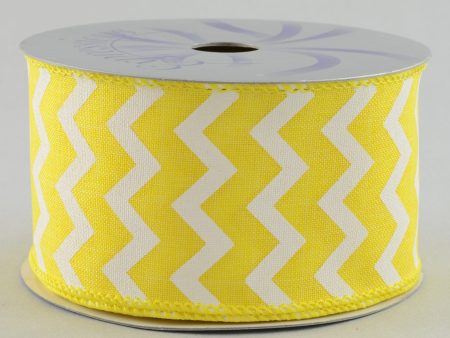 2.5  Canvas Chevron Ribbon: Yellow & White (10 Yards) For Cheap