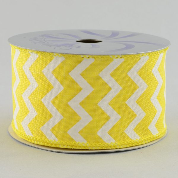 2.5  Canvas Chevron Ribbon: Yellow & White (10 Yards) For Cheap