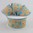 2.5  Burlap Polka Dot Ribbon: Turquoise (10 Yards) For Discount