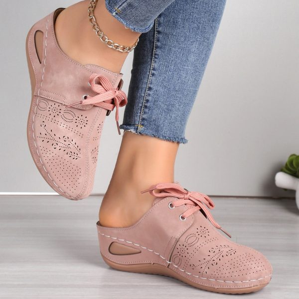 Lace-Up Round Toe Wedge Sandals For Sale