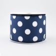 2.5  Satin Polka Dot Ribbon: Navy with White (10 Yards) Supply