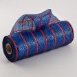 10  Poly Deco Mesh: Deluxe Blue Red Laser Stripe Fashion