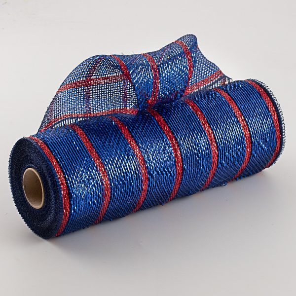 10  Poly Deco Mesh: Deluxe Blue Red Laser Stripe Fashion