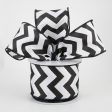 2.5  Satin Chevron Ribbon: Black & White (10 Yards) on Sale