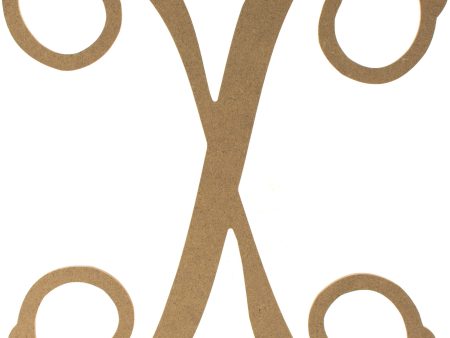 12  Wood Letter Vine Monogram: X on Sale