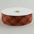 1.5  Deco Flex Mesh Ribbon: Orange Black Plaid (30 Yards) For Sale