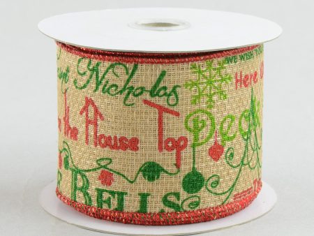 2.5  Faux Burlap Christmas Songs Ribbon: Red & Green (10 Yards) Discount