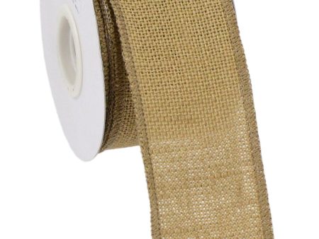 2.5  Wired Edge Burlap Ribbon: Natural (10 Yards) Online now