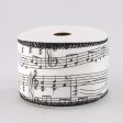 2.5  Satin Music Note Ribbon (10 Yards): White For Cheap