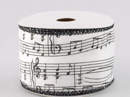 2.5  Satin Music Note Ribbon (10 Yards): White For Cheap