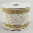 4  Loose Weave Burlap With 2  Ivory Lace Overlay (10 yards) Discount