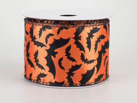 2.5  Orange Flying Bat Print Ribbon (10 Yards) Online now