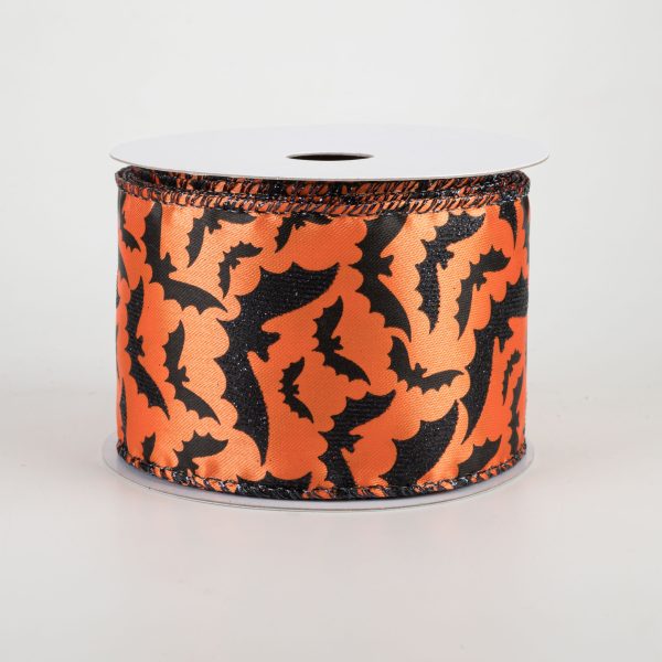 2.5  Orange Flying Bat Print Ribbon (10 Yards) Online now