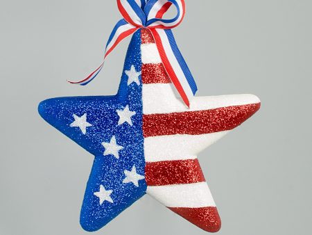 10  Hanging Patriotic Foam Star With Bow: Red, White & Blue Online Sale