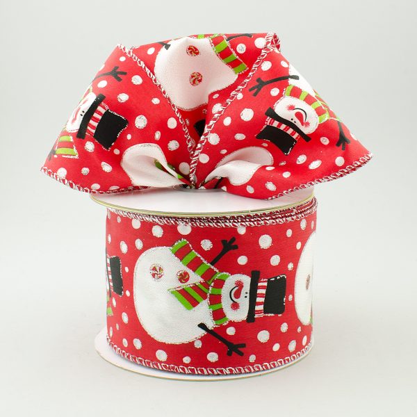 2.5  Holiday Snowman Ribbon: Red (10 Yards) Hot on Sale