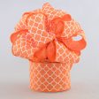 2.5  Quatrefoil Ribbon: Orange & White (10 Yards) For Sale