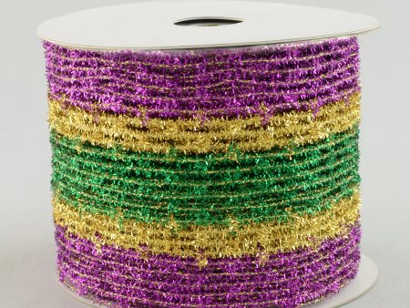 4  Purple Gold Green Tinsel Diamond Ribbon (10 Yards) For Discount