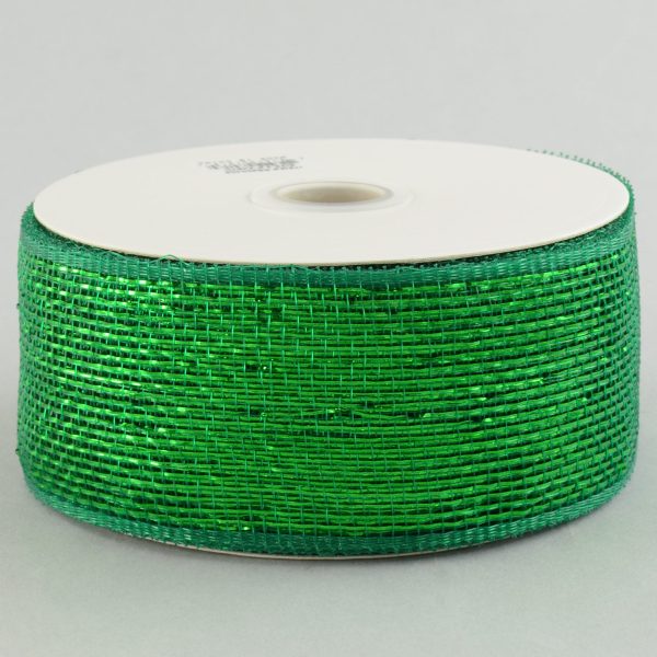 2.5  Poly Deco Mesh Ribbon: Metallic Emerald Green on Sale