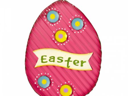 16  Tin Easter Egg Sign: Pink Easter For Cheap