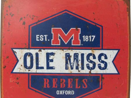 12x12 Collegiate Tin Sign: Ole Miss Oil Can Design Online Sale